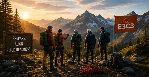 Leadership team at base camp — Prepare. Align. Build Readiness.